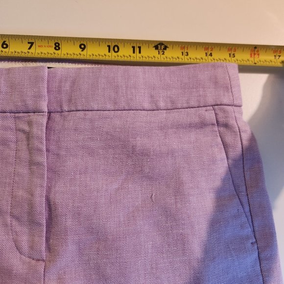 J. Crew Hayden Kickout Crop Pant Stretch Linen Lilac Size 6 - Picture 10 of 12